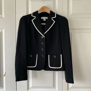 Petite Sophisticate Black Blazer with White Accents